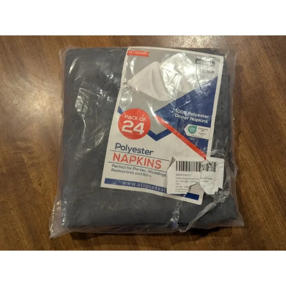 Utopia Home Pack of‎ 24 100% Polyester Napkins 17x17 Inches Charcoal Gray New